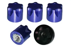 M4 Geschlossene Radmuttern Stoppmutter CW 10x10mm aus Aluminium mit Flansch in blau eloxiert 4Stück mit Werkzeug