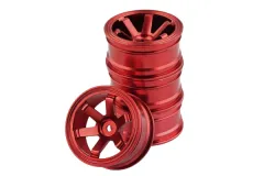 Tuningteile Aluminium 52mm Metall Felgen 6-Speichen in rot 4Stück für Tamiya TT02
