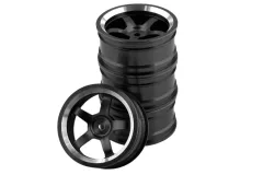 Tuningteile Aluminium 52mm Metall Felgen 5-Speichen in schwarz 4Stück für Tamiya TT02