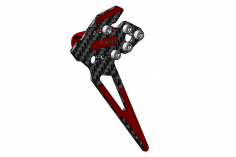 Rakonheli CNC vertikale Finne mit Heckmotorhalterung aus Carbonfaser mit Aluminium in Rot für Blade InFusion 120
