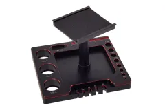 rcTURN Auto Montagestand aus Aluminium 90x70x72mm in schwarz/rot für 1:18 zum Beispiel TRX-4M