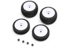 Losi Ersatzteile Reifen Set mit Felgen in weiß für Micro-B Buggy 1/24