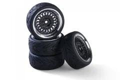 Carson RC Tuning Räderset mit Classic Speichen Felgen in schwarz-chrom 26mm 4Stück für Tamiya 1/10