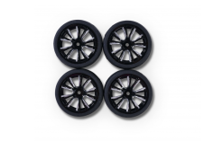 Carson RC Tuning Räderset mit 5 M-Speichen Felgen in silber-schwarz 26mm 4Stück für Tamiya 1/10