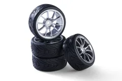 Carson RC Tuning Räderset mit 5 Y-Speichen Felgen in silber 26mm 4Stück für Tamiya 1/10