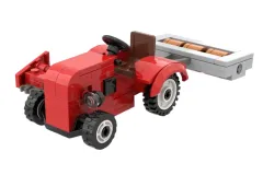 KiddiCraft Klemmbausteine Roter Trecker mit Walze und Mähbalken - 96 Teile