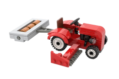 KiddiCraft Klemmbausteine Roter Trecker mit Walze und Mähbalken - 96 Teile