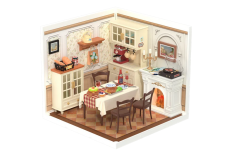 Lasercut Bausatz Modell Wohlig Warmes Esszimmer - 150 Teile