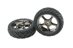 Traxxas Tuning Anaconda Reifen auf 2,2 Tracer Felgen in schwarz-chrom vorne 2Stück für Bandit 1/10