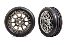 Traxxas Tuning Alias Rillen Reifen auf Tracer 2,2 Felgen in schwarz-chrom vorne 2Stück für Bandit 1/10