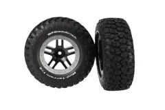 Traxxas Tuning BFGoodrich KM2 Reifen auf Felgen in satin-chrom schwarz vorne 2Stück für Ford Raptor und Slash 1/10