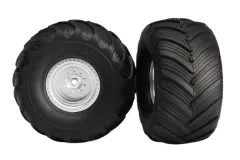 Traxxas Tuning Terra Groove Reifen auf Felgen in satin chrom hinten 2Stück für Bigfoot und Stampede 1/10