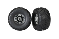 Traxxas Tuning Terra Groove Reifen auf Felgen in chrom hinten 2Stück für Bigfoot und Stampede 1/10