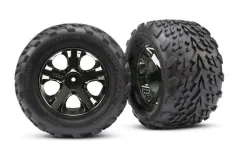 Traxxas Tuning Talon Reifen auf 2,8 Felgen in schwarz-chrom vorne 2Stück für Bigfoot und Stampede 1/10