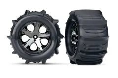 Traxxas Tuning Paddle Reifen auf 2,8 All-Star Felgen in schwarz chrom hinten 2Stück für Bigfoot und Stampede 1/10