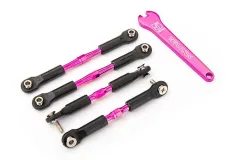 Traxxas Tuning Gewindestangen-Set aus Aluminium in pink vorne 69mm hinten 82mm für Bigfoot, Rustler und Stampede 1/10