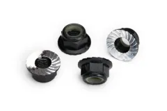 Traxxas Tuning Stopmutter aus Aluminium 5mm mit Flansch verzahnt in schwarz 4Stück für MAXX 1/10 und Unlimited Desert Racer 1/7