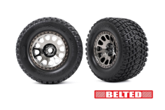 Traxxas Tuning Gravix Belted Reifen auf XRT-Felgen in schwarz-chrom 24mm 2Stück für X-Maxx 1/7