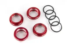 Traxxas Zubehör GT-Maxx Dämpfer-Einstellmutter aus Aluminium in rot mit O-Ring 4Stück für MAXX 1/10 und Funco 1/6