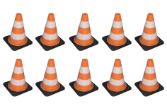 RC Scalezubehör 1/18 1/24 Verkehrskegel (Warnkegel) orange/weiß 3,2x3,2x4cm 10Stück