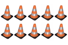 RC Scalezubehör 1/18 1/24 Verkehrskegel (Warnkegel) orange/weiß reflektierend 3,2x3,2x4cm 10Stück
