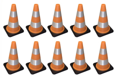 RC Scalezubehör 1/10 Verkehrskegel (Warnkegel) orange/weiß reflektierend 4,5x4,5x7,3cm 10Stück