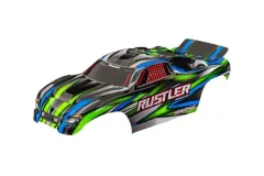 Traxxas Tuning Karosserie grün Clipless mit Aufkleber für Rustler 1/10