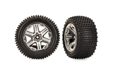 Traxxas Tuning Alias Reifen auf RXT 2,8 Felgen in chrom hinten 2Stück für Rustler und Stampede 1/10