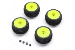 Proline Ersatzteile Reifen Set mit Felgen in Gelb für Losi Micro-T Stadium Truck 1/28