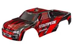 Traxxas Tuning Karosserie in rot schwarz Clipless mit Aufkleber für Stampede 1/10