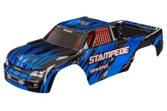 Traxxas Tuning Karosserie in blau schwarz Clipless mit Aufkleber für Stampede 1/10