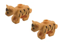 Klemmbausteine Tier Tiger klein / Minitiger in gelb mit Flecken 2Stück