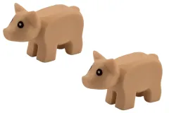 Klemmbausteine Tier Schwein klein / Minischwein in beige 2Stück