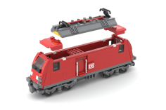 STS Klemmbausteine Rote Diesellokomotive Deutsche Bahn AG mit Speise und Personenwagen - 988 Teile
