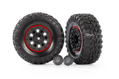 Traxxas Tuning Canyon RT 4,6x2,2 Reifen auf MB G63 Felgen in schwarz rot (für TRX8255A Radachse) 2Stück für TRX-6 1/10