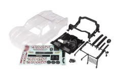 Traxxas Ersatzteile Karosserie in Klar mit Anbauteilen und Aufkleber für Mini-Slash 4x4 1/16