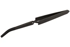 Feine Haltepinzette aus Stahl gebogen in schwarz 14,5cm mit Antirutschaufsatz