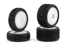 Upgrade RC Tuning Reifen Set mit Felgen in Weiß für Losi Micro-B Buggy 1/24