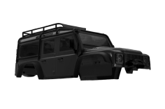 Traxxas Tuning Karosserie Defender in Schwarz mit Anbauteilen für TRX-4M 1/18