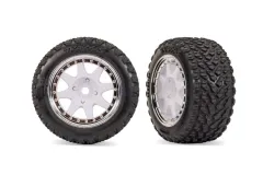 Traxxas Tuning Rally Reifen auf Felgen in Weiß Chrome Vorne 2Stück für MINI-Rally 1/16