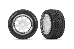 Traxxas Tuning Rally Reifen auf Felgen in Weiß Chrome Hinten 2Stück für MINI-Rally 1/16