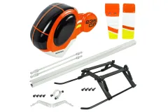 Microheli Fiberglas Hughes 300 Rumpf mit Landegestell in Orange für Blade Revolution 235CP